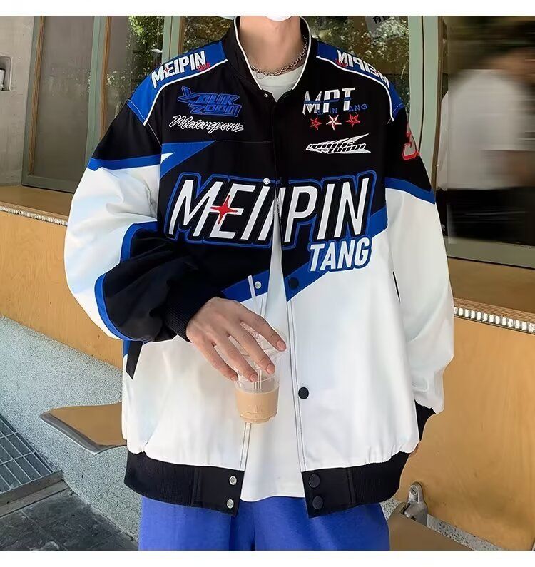 Giacca stampata con risvolto, ampia, ricamata, con collo alto, stile quotidiano, standard, regolare, alla moda, primavera e autunno_voghion.com