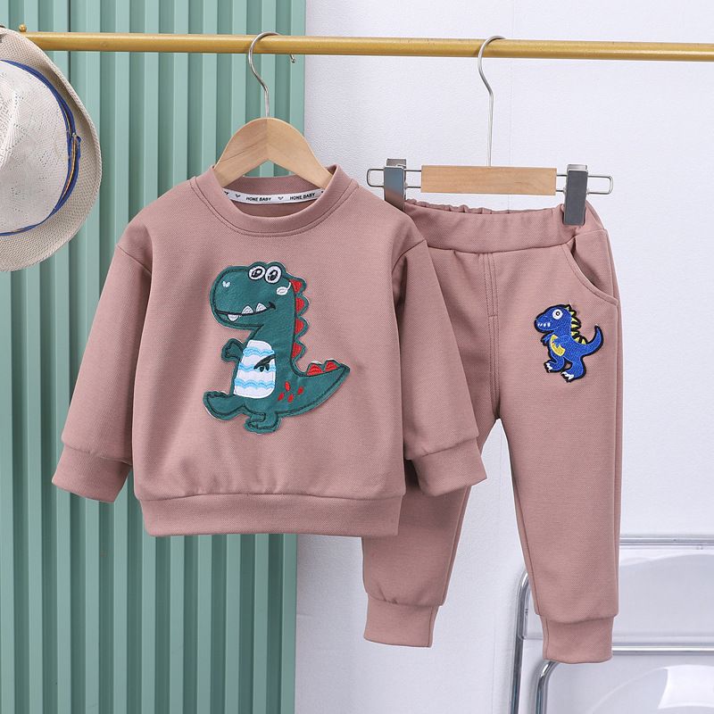Kinderkleding Kinderen nieuwe ronde hals trui herfst trui pak baby jongen broek lange mouw tweedelig pak jongen sportpak_voghion.com
