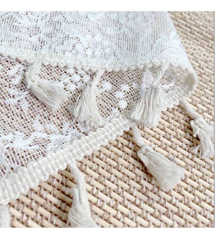 Elegant Lace Table Runner & Furniture Cover – Non-Slip, Dust-Proof – Modern Boho Home Decor (60×60 To 60×300cm, White/Beige)_voghion.com
