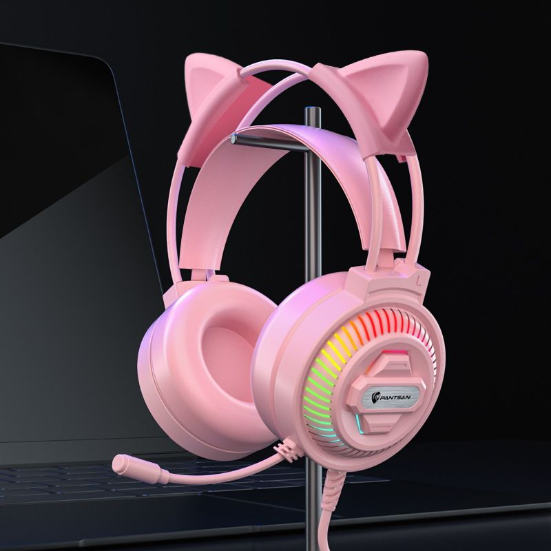 Unbeatable Quality Pan Sen 7.1 USB Computer Head Mounted Chicken Eating Wired Earphones With Microphone And Glowing RGB Game_voghion.com