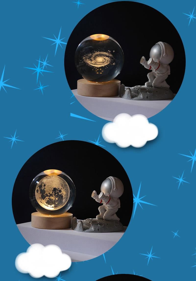 Grenzüberschreitender Großhandel Kristallkugel mit Innengravur, leuchtendes Nachtlicht, kreative Tischdekoration, Ornamente, Holzsockel_voghion.com