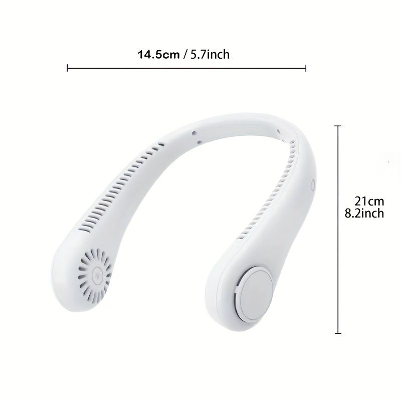 Tragbarer Mini-Halsventilator mit 1200 mAh für Outdoor-Sportarten, Luftkühlung, kleiner USB-Halsventilator mit großem Windantrieb, kabellos, blattlos_voghion.com