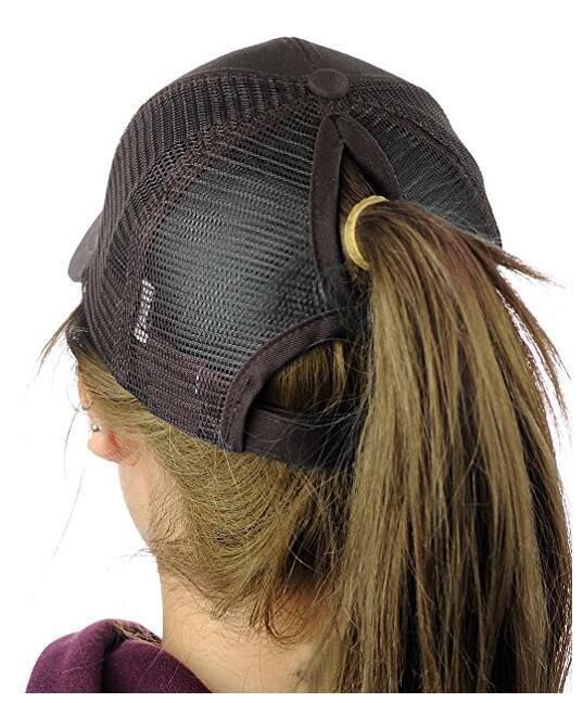 Cappello da baseball con coda di cavallo estivo da donna, regolabile, con chiusura a scatto, in tinta unita, con chignon alto e spettinato, per ragazza_voghion.com