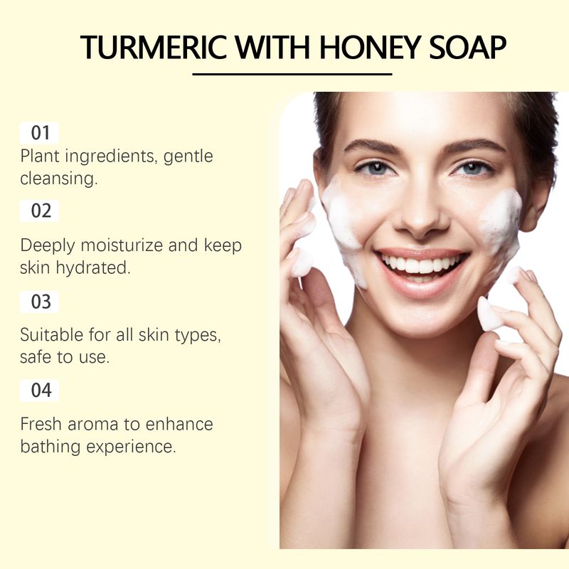 Oceaura Honey Turmeric Soap, Gentle Daily Cleansing Facial Pore Brightening Skin Cleansing Soap_voghion.com