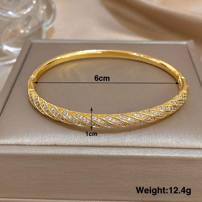 Luxury Twisted Micro Inlaid Zircon Cuff Bracelets For Women Fashion Gold Plated Copper Stacked Bangle Bracelet Jewelry Gifts_voghion.com