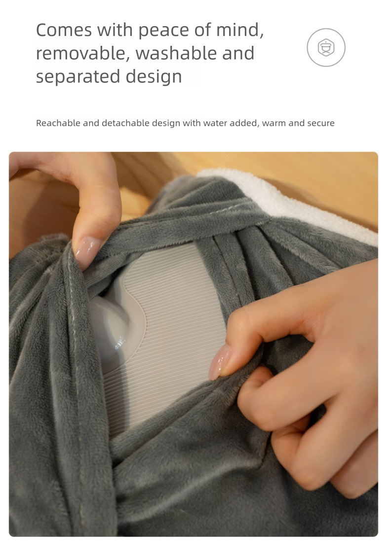 Explosion-Proof Hot Water Bottle With Plush Cover, For Stomach Pain Relief, Portable Hand Warmer For Baby Adults_voghion.com