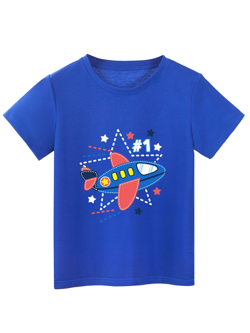 Manches courtes pour enfants, imprimé d'avion, nouvelle collection été 2024_voghion.com