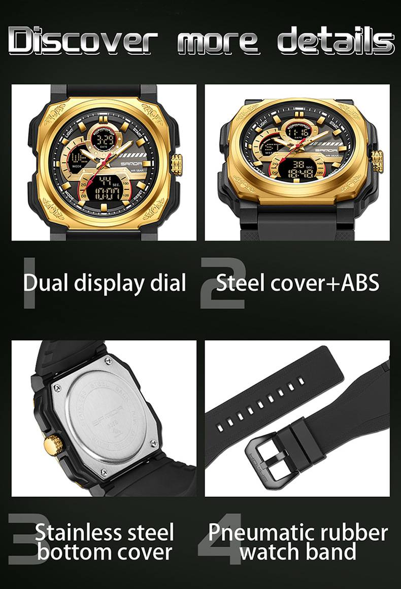 Orologio elettronico al quarzo da uomo, multifunzione, impermeabile, con sveglia, orologio da studente, orologio sportivo digitale quadrato alla moda_voghion.com