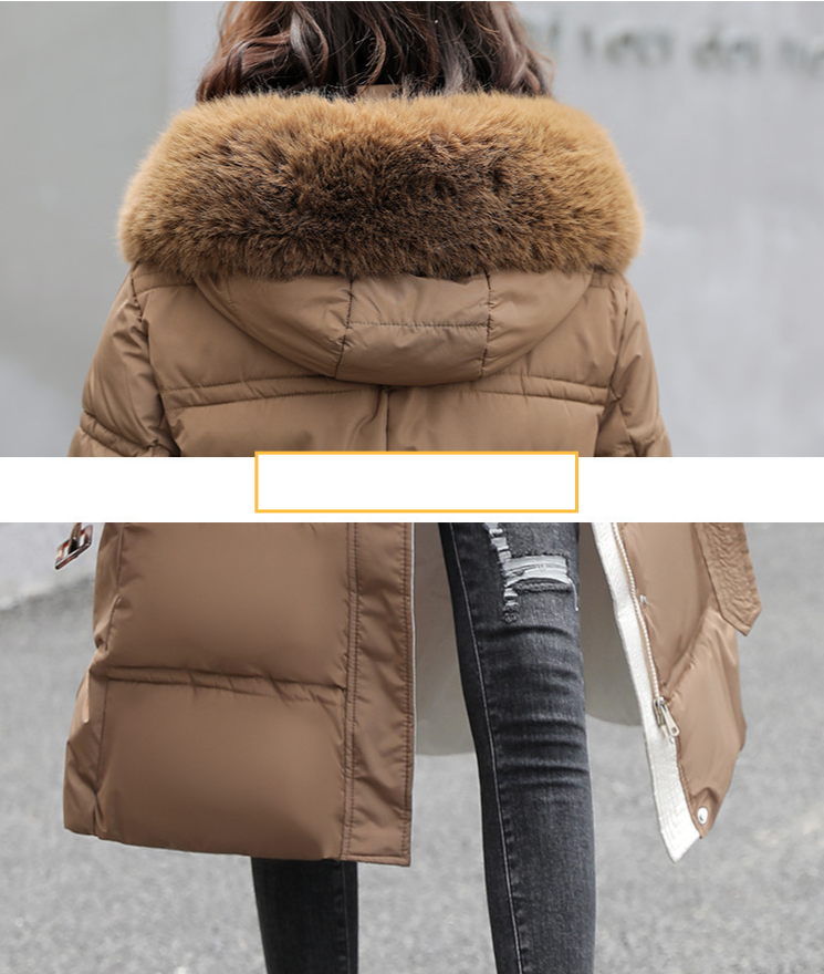 Damenbekleidung: Neue, große Pelzkragen, lange, schmal geschnittene Wintermäntel aus Baumwolle für Damen_voghion.com