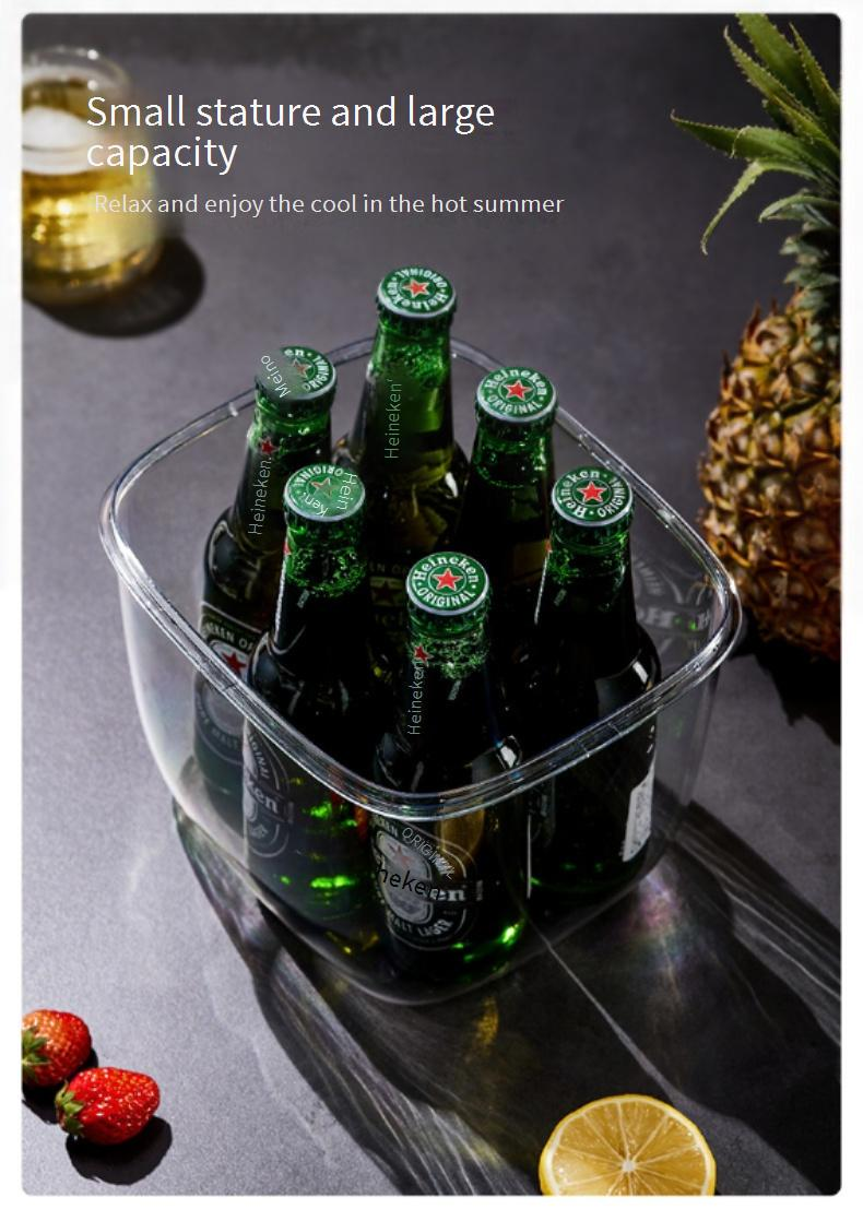 Bærbar isbøtte utendørs liten fersk øl champagne hjem forseglet kjøleoppbevaring gjennomsiktig isbøtte frossen frukt_voghion.com