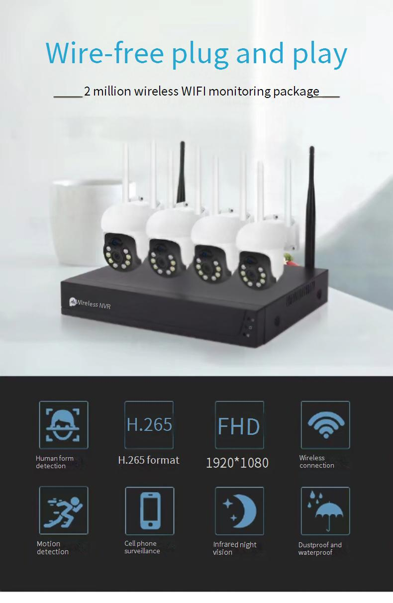 Caméras de sécurité en circuit fermé CCTV Tuya NVR 4 canaux/8 canaux ensemble de surveillance sans fil caméra WIFI moniteur machine à balles_voghion.com