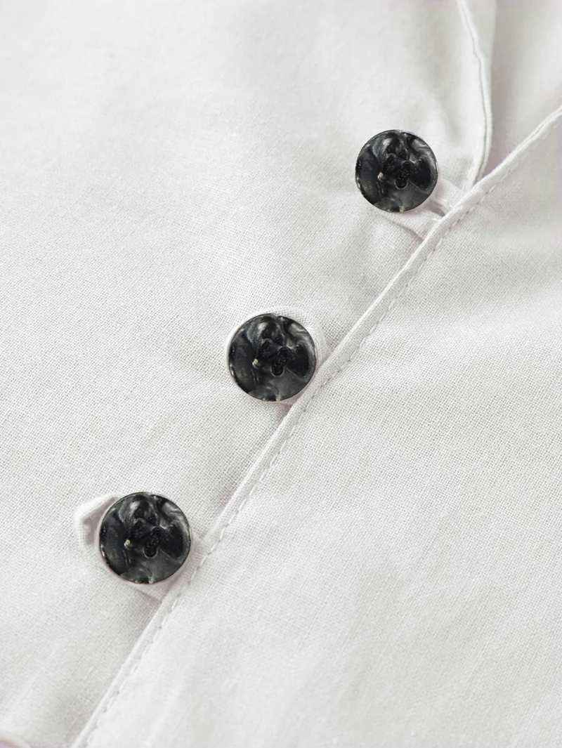 Camicia da uomo in lino di alta qualità - Collo alla coreana dalla vestibilità comoda, camicia traspirante con bottoni per primavera ed estate_voghion.com