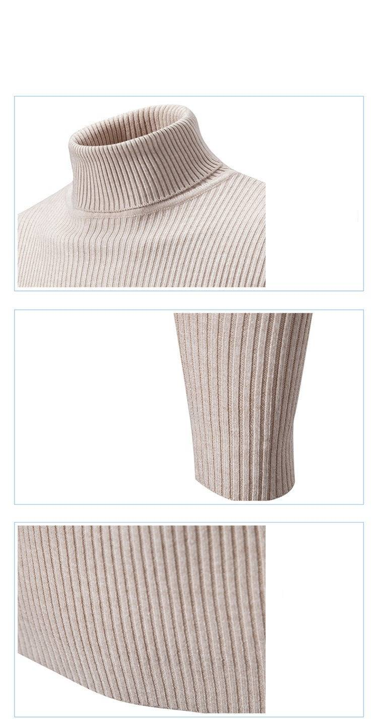 Maglione da uomo in maglia, collo alto, vestibilità slim, casual, tinta unita, a maniche lunghe, per autunno e inverno. Abbigliamento da uomo_voghion.com
