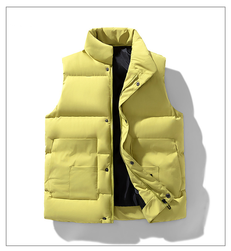 Chaleco acolchado para hombre, chaqueta sin mangas con cuello alto y forro polar cálido de invierno, ropa de calle informal para parejas, chaqueta acolchada extragrande a la moda._voghion.com