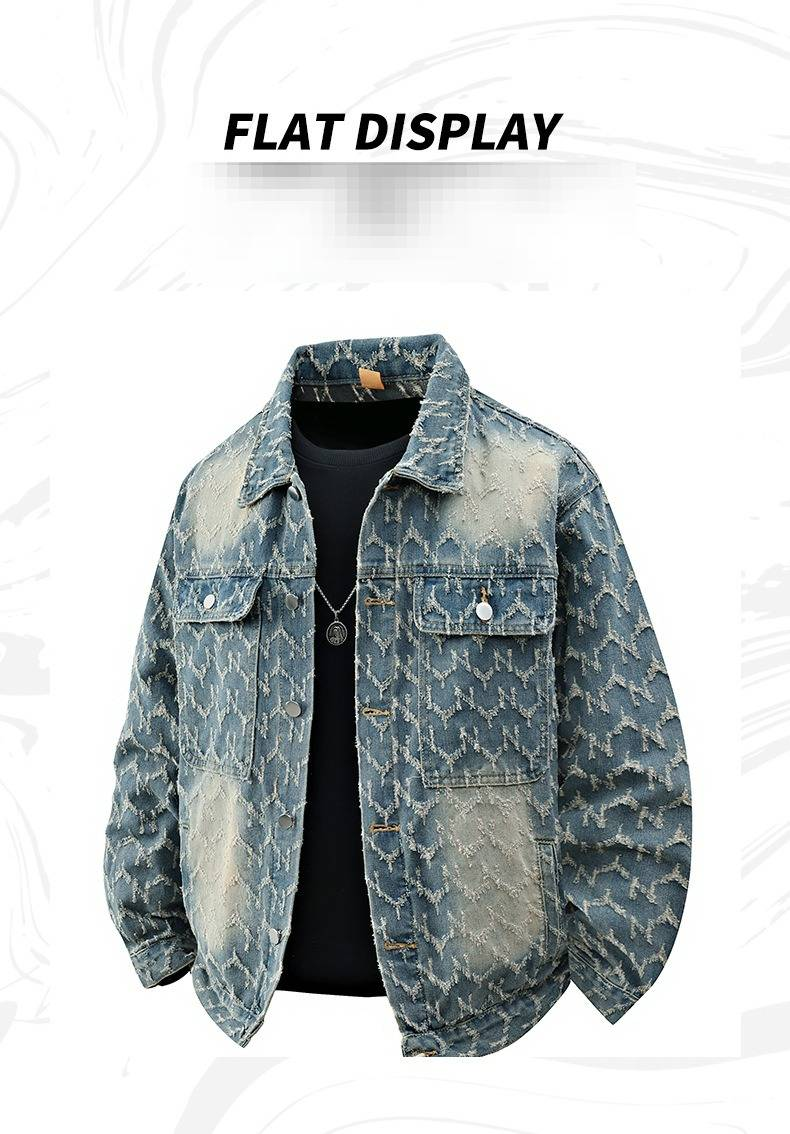 Herbst Neue Jeansjacke Herren Loose Casual Trendy Dickes Oberteil Vielseitige bequeme Außenhandels-Jacquardjacke_voghion.com