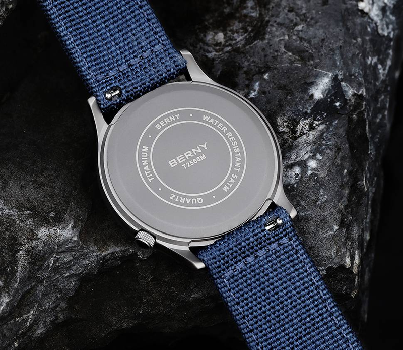 BERNY Titanium Watches For Men Unisex Military Sport Nylon Strap Luminous Analog Quartz Field Watch 5ATM Waterproof Army Tactical Casual Wristwatch_voghion.com