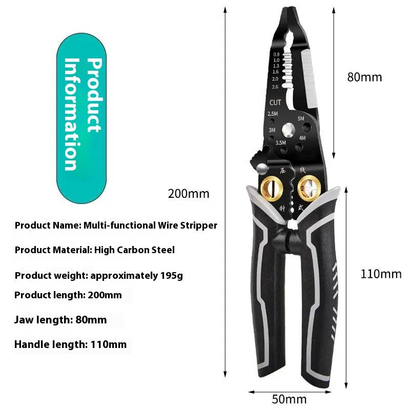 Professional Multi-Function Wire Stripper - Crimping, Cutting, And Stripping Tool For Electricians | Cr-V Steel Blades | Precision Tip Design_voghion.com