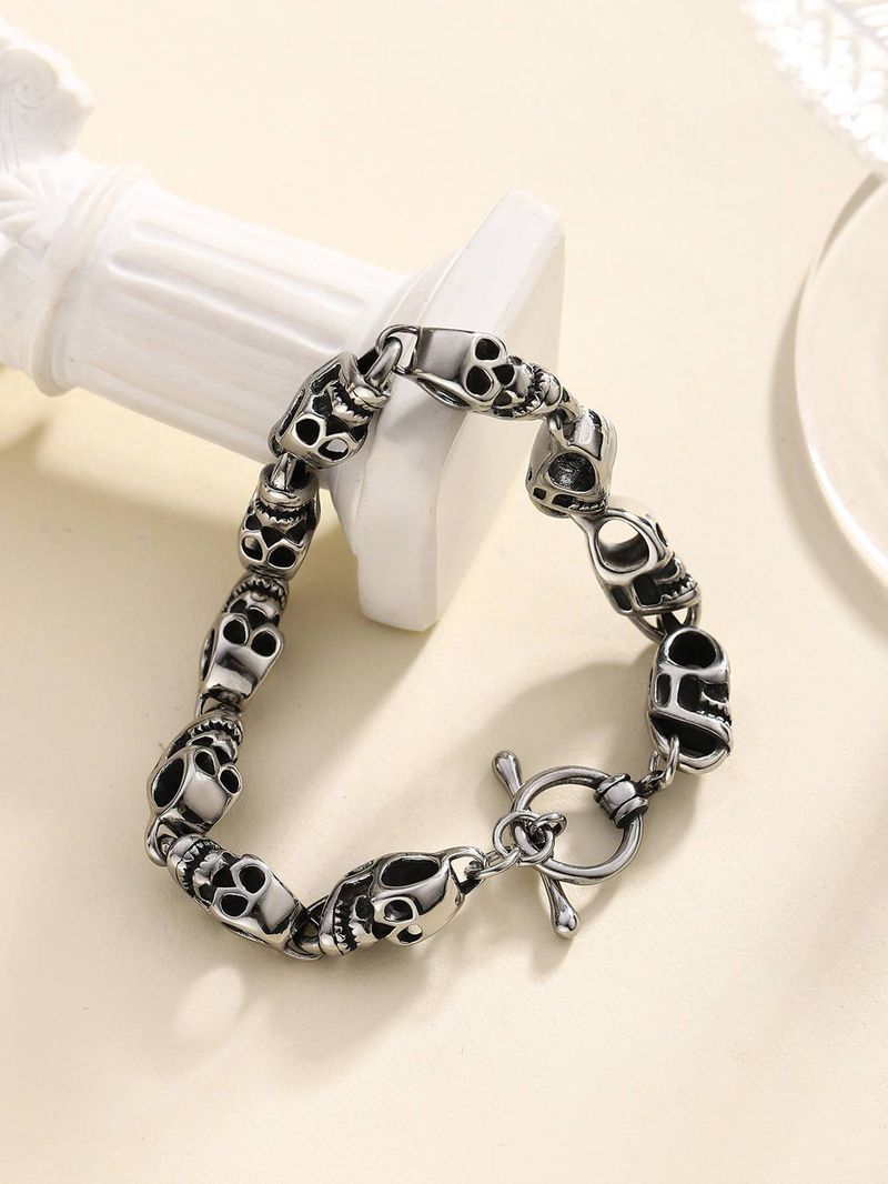 Style rétro européen et américain, style punk gothique, acier titane, tête de mort, style python, pour homme_voghion.com