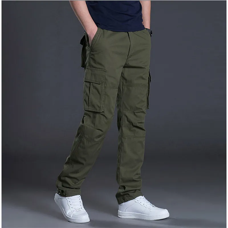 Lente Herfst Cargo Casual Heren Baggy Normale Katoenen Broek Mannelijke Combat Tactische Broek Multi Zakken_voghion.com