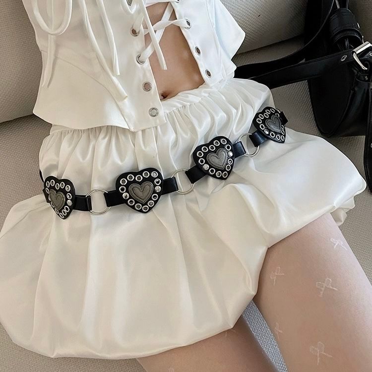 American Western style Love Spicy Girl with Rivet Y2K Design Sense Instagram Collar Antique Style Belt_voghion.com