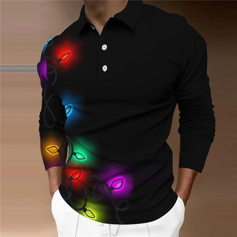 Polo da uomo, casual, traspirante, autunnale, da golf, stampa 3D, stampa stradale, alla moda, a maniche lunghe_voghion.com