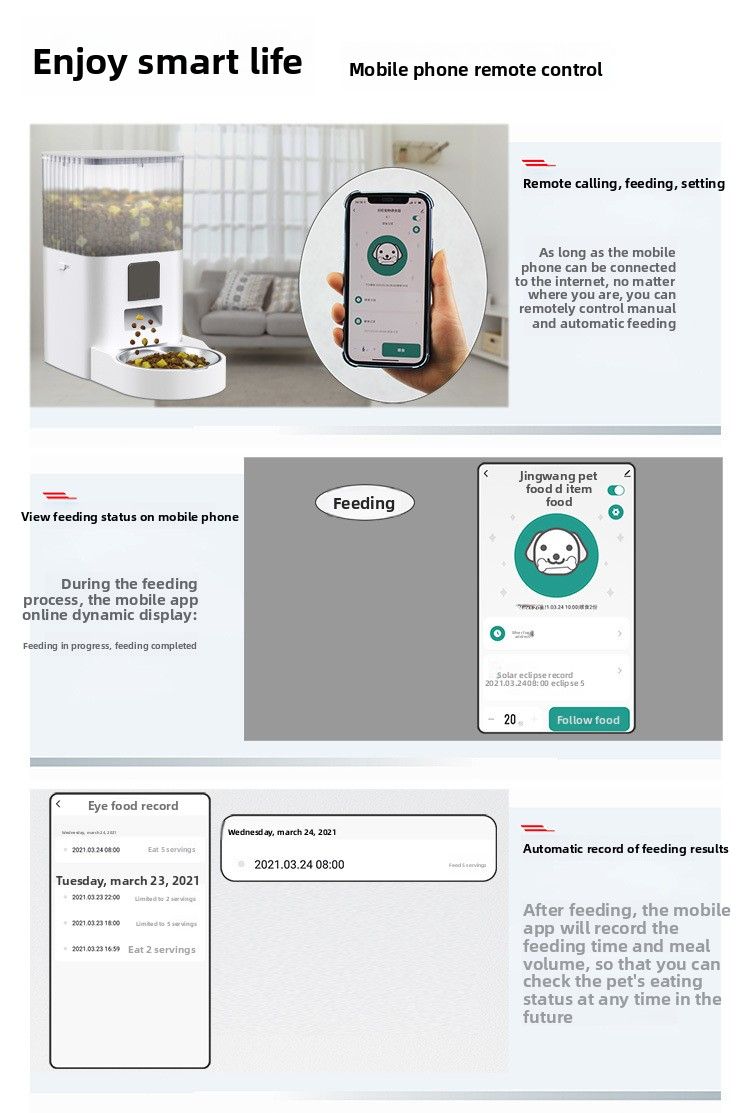 Comedero automático inteligente para gatos con WiFi, temporizador, control remoto y función cuantitativa._voghion.com