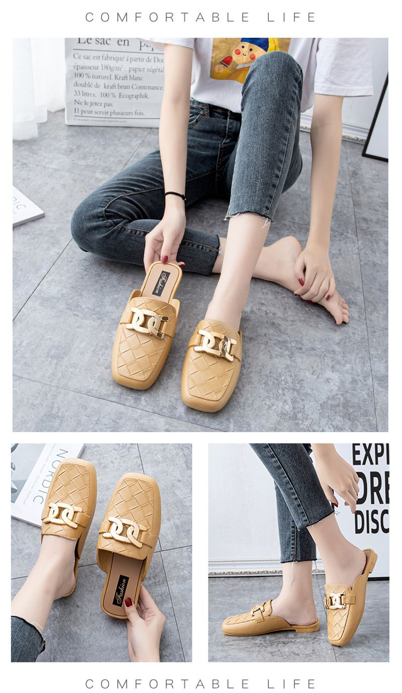 P7 Baotou half women's fashion summer outerwear, non-slip flat slippers, casual single shoes, outdoor sandals_voghion.com