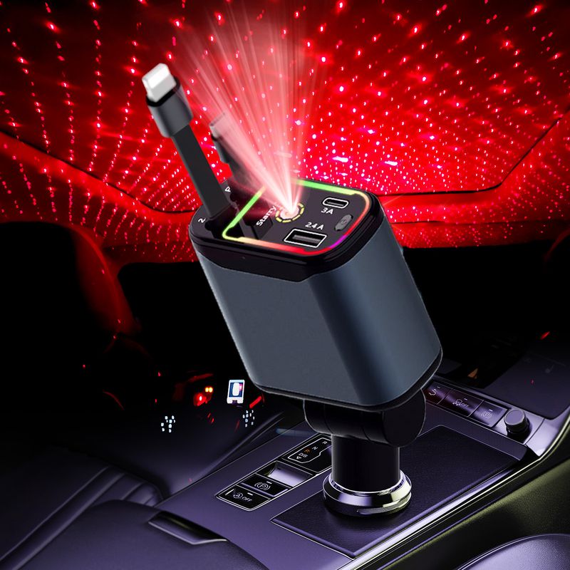 Chargers X3 Starry Sky Top Car Mobile Phone Charger 66W Multi Function Telescopic Super Fast Charging PD30 Atmosphere_voghion.com