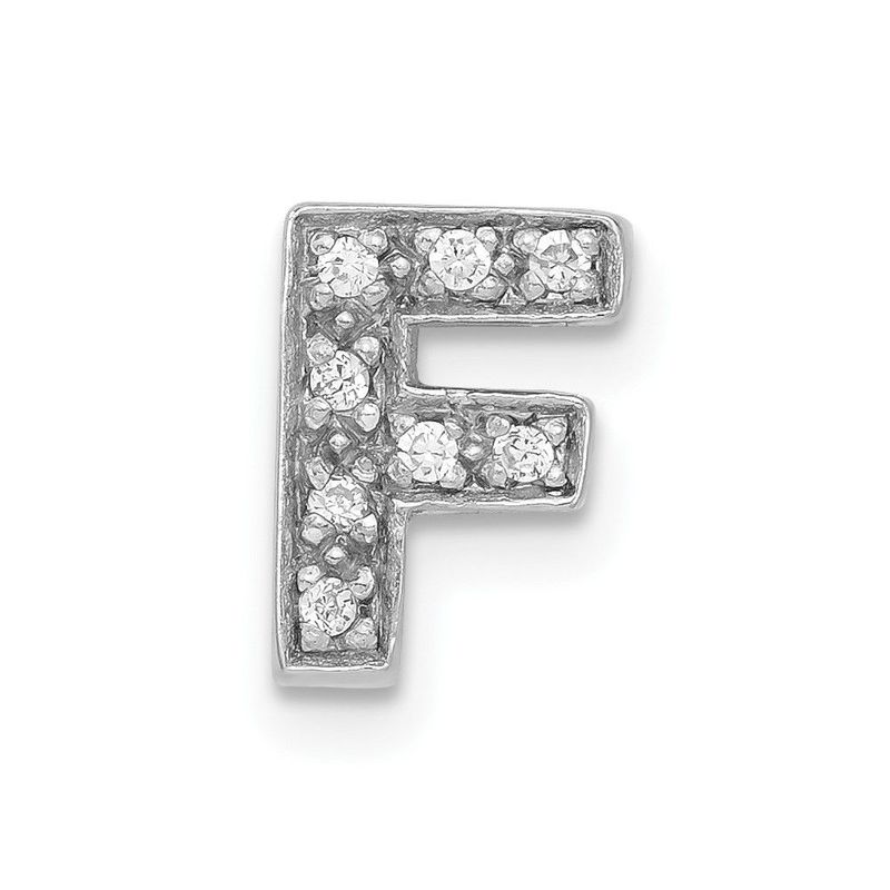 Sterling Silver Polished CZ Initial F Slide_voghion.com