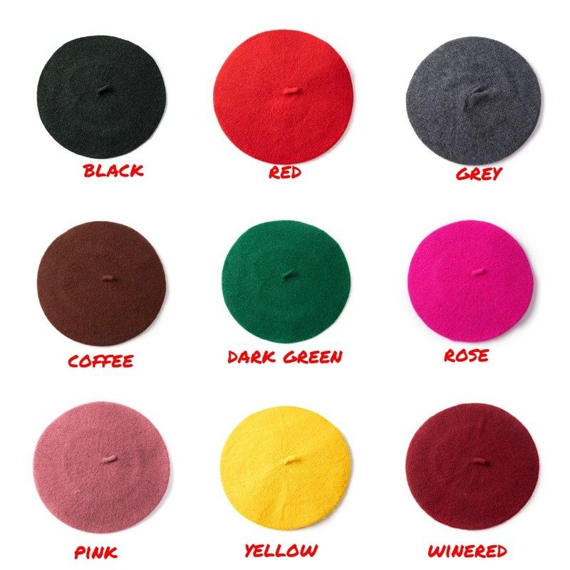New Arrivals Women Girl French Artist Warm Wool Beanie Hat Cap Vintage Plain Beret Hats Solid Color Elegant Lady Winter Caps_voghion.com