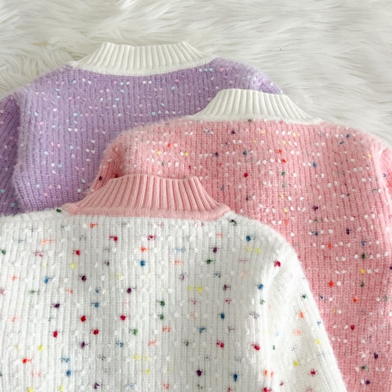 Mädchen Pullover Dicken Neuen Stil Oberbekleidung Kleine Duft Stil Koreanische Version Strickjacke Puffy Rock Süße Gestrickte Pullover Mädchen Kinder_voghion.com