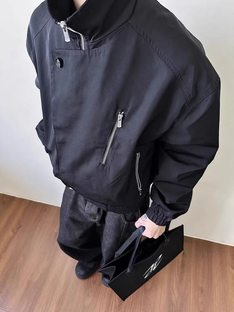 Bomber Jacket Men's American Street Loose Plus Size Baseball Jersey_voghion.com