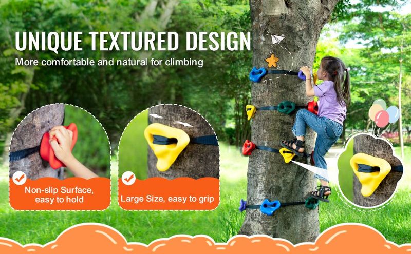 VEVOR Ninja Tree Climbing Kit 12 Tree Climbing Holds 6 Ratchet Straps Outdoor_voghion.com