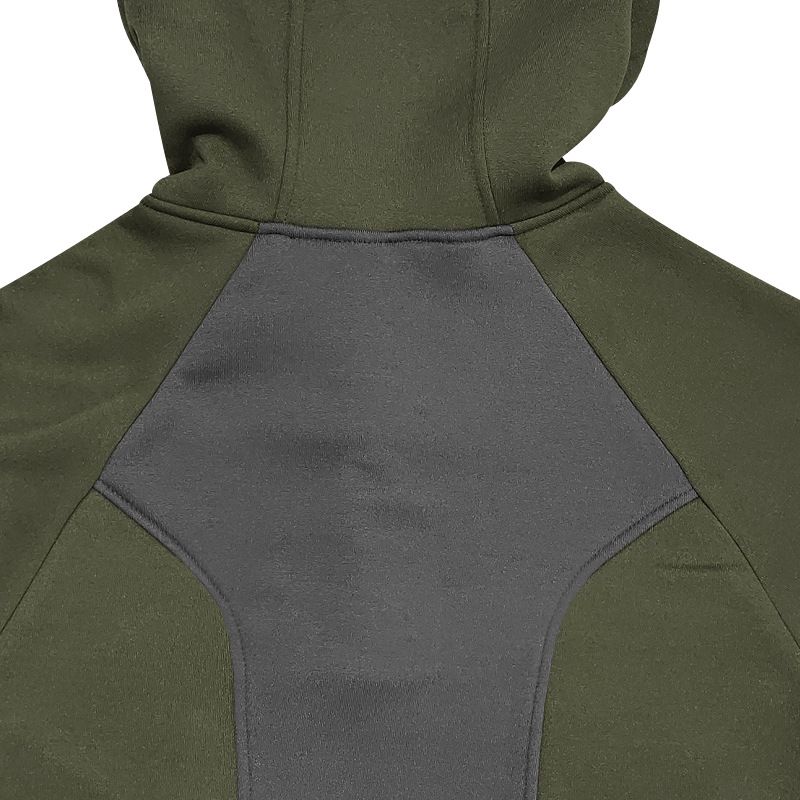 Men's Clothing New Long Sleeved Stand Up Collar Casual Pullover Hooded Half Zip Block Plus Velvet Sweatshirt_voghion.com