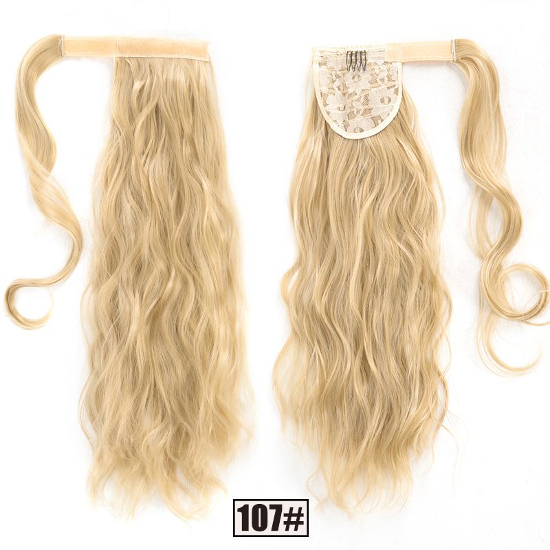 Coadă de cal ondulată cu velcro, rezistentă la căldură, învelită în fibră sintetică, 50 cm 100 g_voghion.com