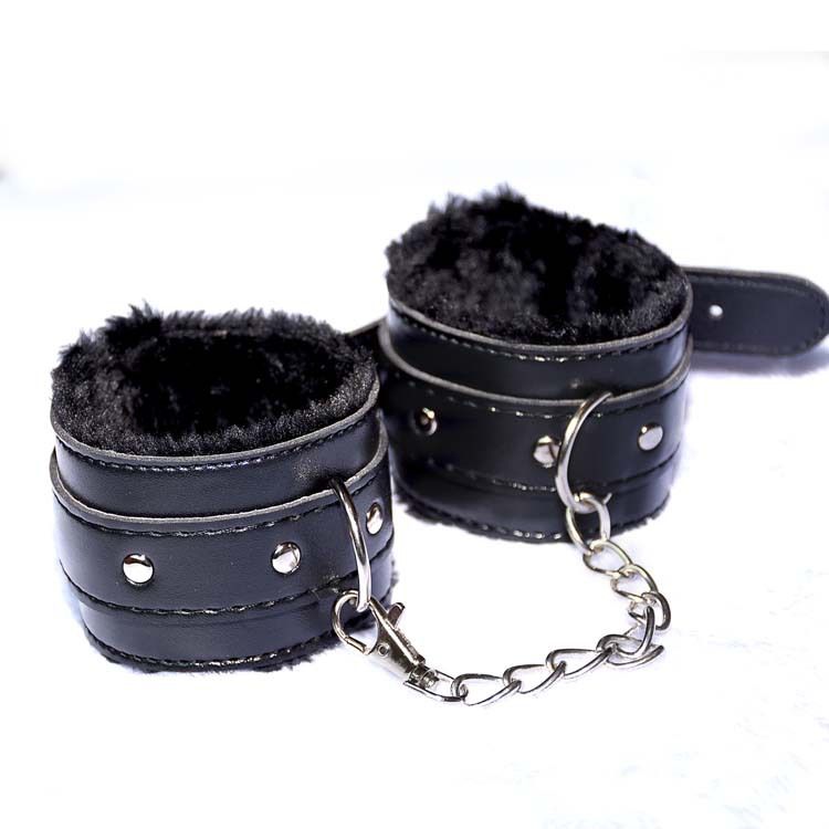 SM Alternative Plush Leather Handcuffs And Footcuffs Training Adult Sex Toys Tools_voghion.com