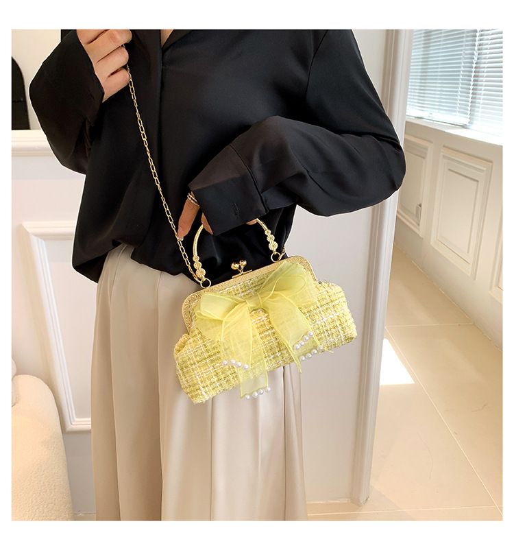 Women's simple gentle handbag 2023 spring and summer new style elegant shoulder messenger bag chain bag women's bag_voghion.com