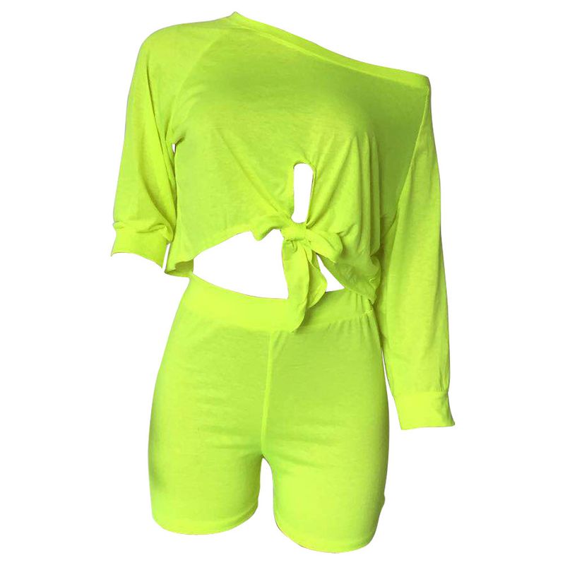 moda esclusiva, maniche scoperte, top che scopre l'ombelico, pantaloncini in due pezzi, abbigliamento da donna di vendita calda_voghion.com