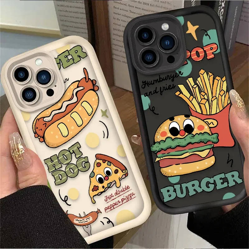 Shockproof Soft Silicone Back Case For IPhone 16 15 14 13 12 11 Pro Max X XS X S Max XR SE 2020 7 8 Plus Funny Hamburger Cover_voghion.com