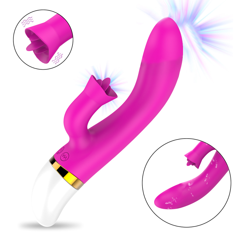 Clitoris Vibrating Oral Massager Tongue Licking Rabbit Vibrators For Women USB Charge Double Motor Vibrato_voghion.com