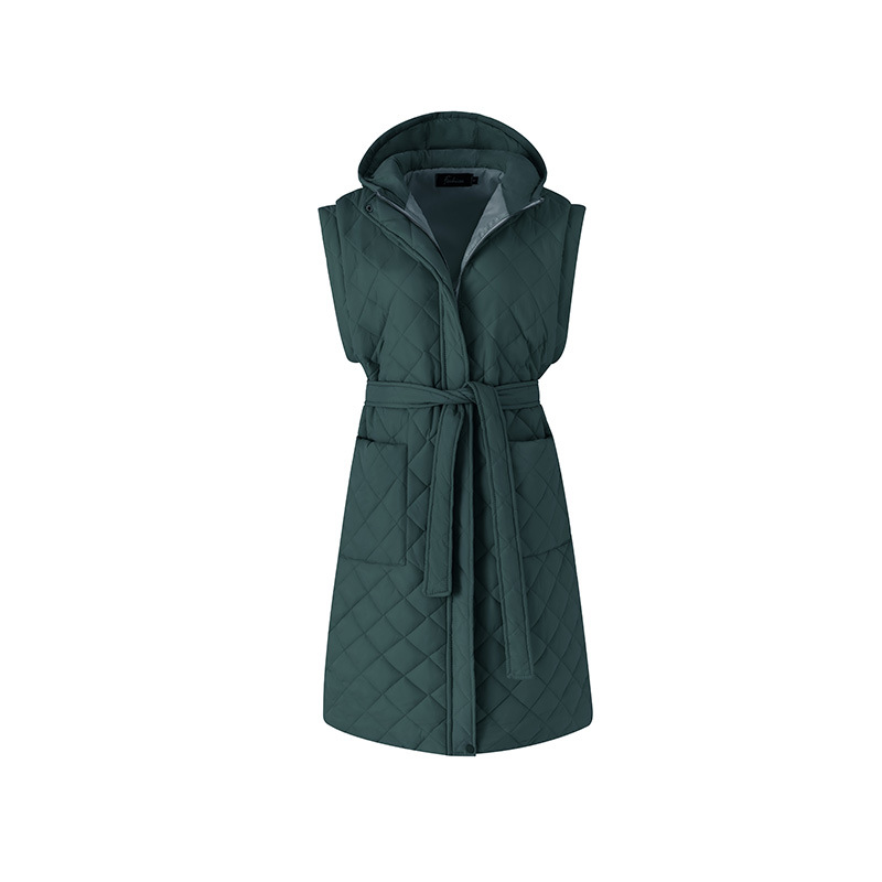 Abbigliamento da donna autunno e inverno cappello lungo da indossare, gilet con cerniera, cappotto imbottito in cotone da donna con personalità sottile_voghion.com