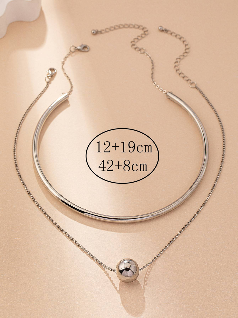 Small fashion simple design with a handsome texture of layered round ball necklace collar combination_voghion.com