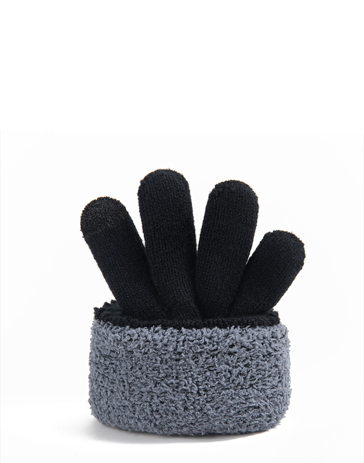 Guantes de punto unisex con pantalla táctil para otoño e invierno, para ciclismo y conducción para hombres, con forro polar grueso, guantes fríos y cálidos para estudiantes_voghion.com
