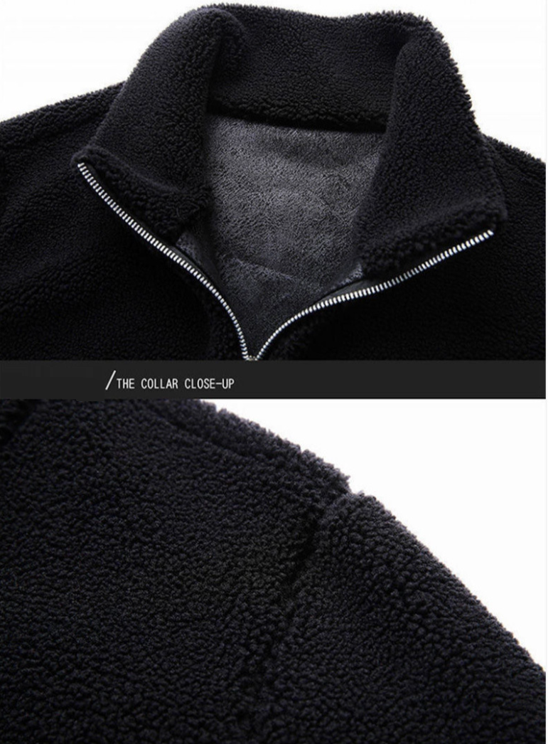 Veste polaire granuleuse intégrée en cuir et fourrure pour homme, nouvelle collection automne-hiver, veste double face en peluche et laine d'agneau épaisse_voghion.com