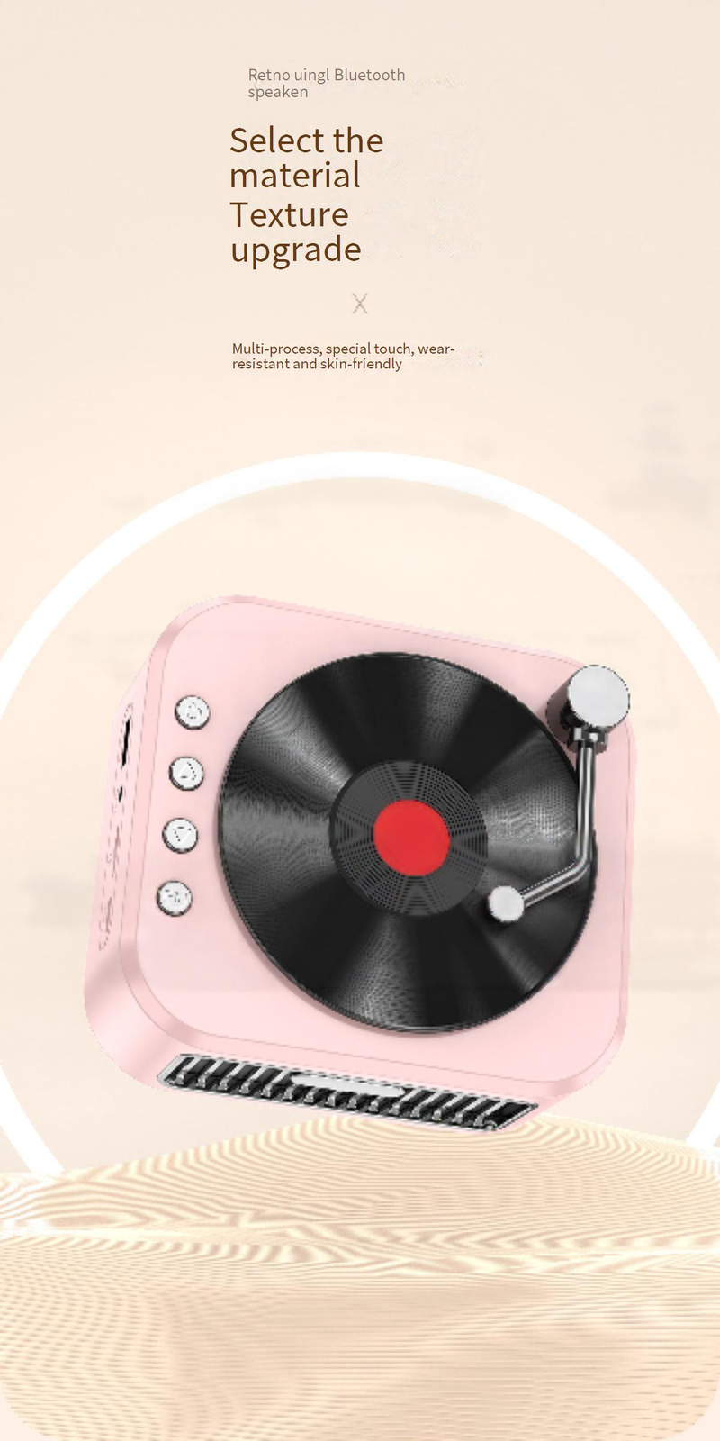 Draagbare luidsprekers Vinylplaat luidspreker Draagbare mini USB Bluetooth kleine luidspreker Dopamine subwoofer Draadloze platenspeler_voghion.com