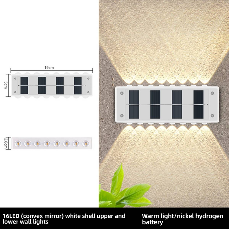 Solar-Wandleuchten für den Außenbereich, wasserdicht, Garten-Villa-Zaunbeleuchtung, LED-solarbetriebene Landschaftsleuchten für Hof, Terrasse, Balkon, Warmweiß/Kaltweiß_voghion.com