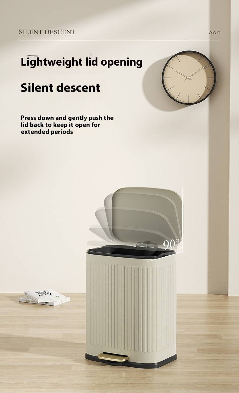 Stainless Steel Step Trash Can With Lid – 12L/13L Square Design, Foot Pedal, Odor-Proof, Modern Colors For Kitchen, Bathroom & Office_voghion.com