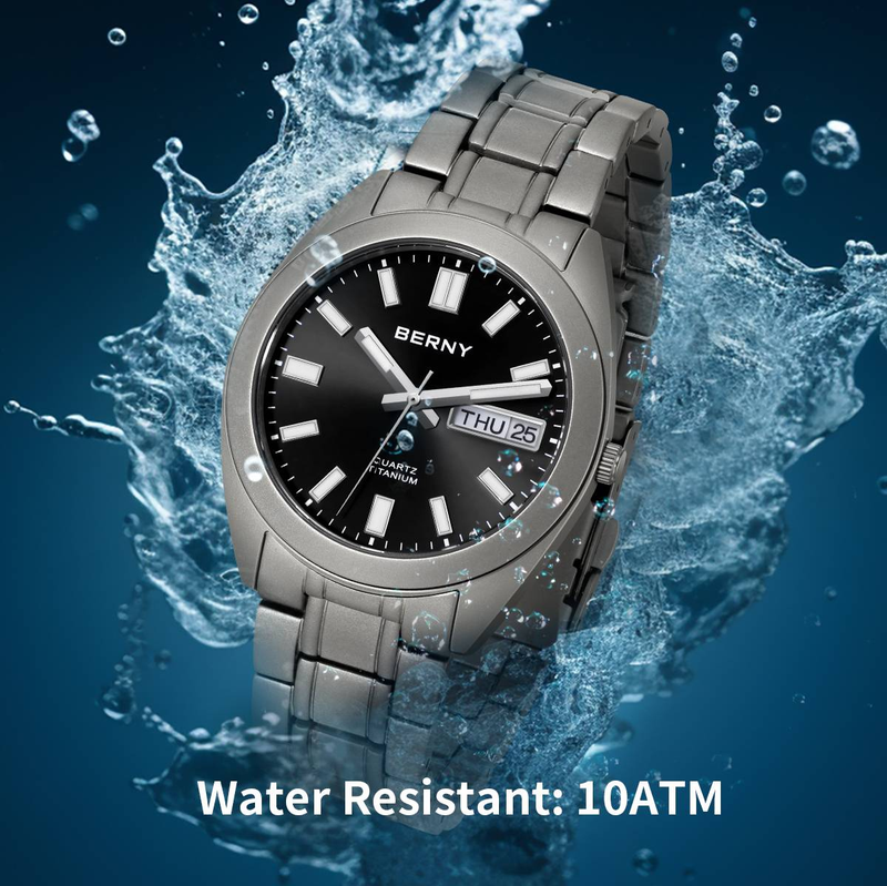 BERNY Titanium Watches For Men 10ATM Waterproof Super Luminous Quartz Analog Watch With Day Date Sapphire Crystal Sport Casual Wristwatch_voghion.com