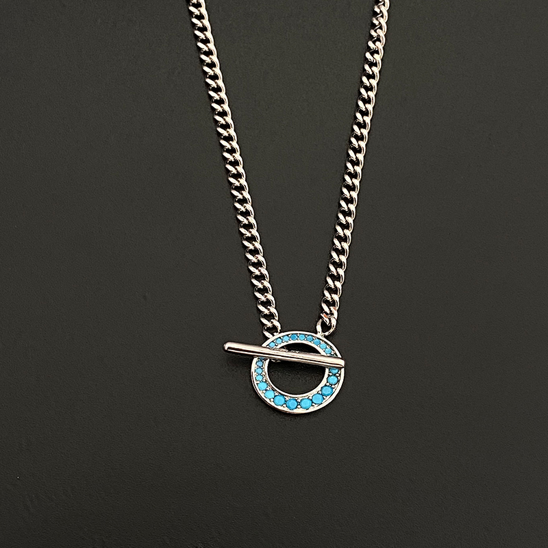 Gorgeous Toggle - Clasp Circular Pendant Necklaces With Sparkling Gemstones, Available In Multiple Color Options For Effortless Elegance_voghion.com