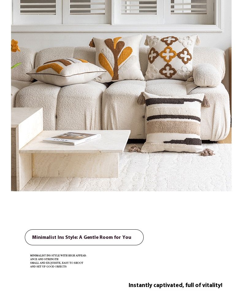 Chenille-Kissenbezüge im nordischen Folk-Stil – Weiche, dekorative Kissenbezüge aus Poly-Baumwoll-Mischgewebe für Sofa und Bett (45 x 45 cm, mehrere Farben)_voghion.com